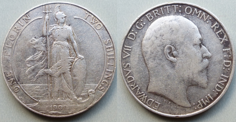 Edward VII 1909 Standing Britannia florin
